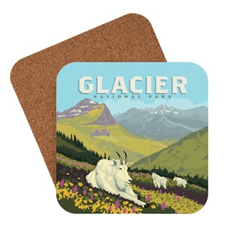 Glacier National Park Goats in the Valley | American made coaster