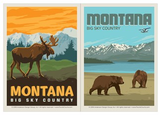 Montana Frontier Moose / Montana Bears Big Sky Country Double Magnet