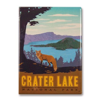 Crater Lake Fox Yellow Magnet | Metal Magnet