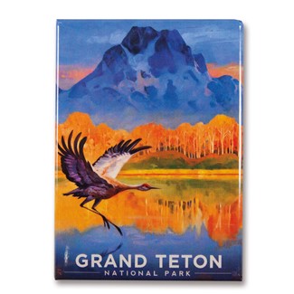 Grand Teton Sand Hill Crane Magnet | Metal Magnet