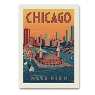 Chicago Navy Pier Aerial View | Vertical Sticker