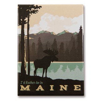 ME Moose Lake Mountains Magnet | Metal Magnet