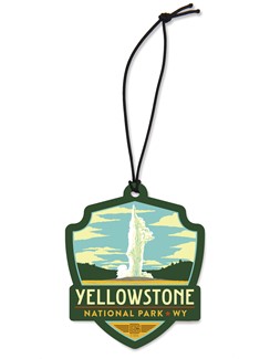 Yellowstone Old Faithful Emblem Wood Ornament | American Made