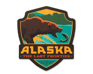 AK Fishing Bears Wooden Emblem Magnet| American Made