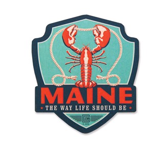 ME Lobster Wooden Emblem Magnet