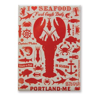 Lobster Pattern Portland, ME Magnet | Metal Magnet