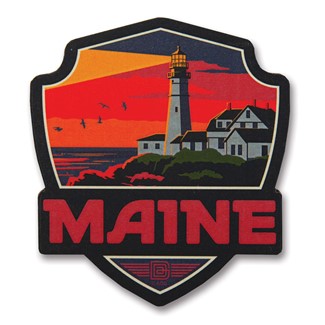 ME Portland Light Wooden Emblem Magnet