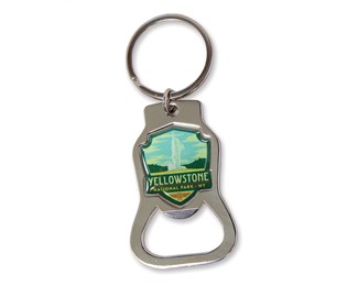 Yellowstone Old Faithful Emblem Bottle Opener Key Ring | American Made