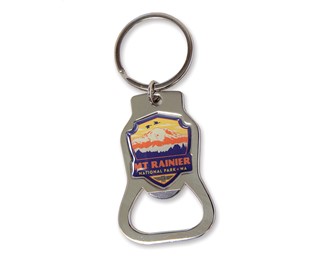 Mt Rainier NP Emblem Bottle Opener Key Ring | American Made