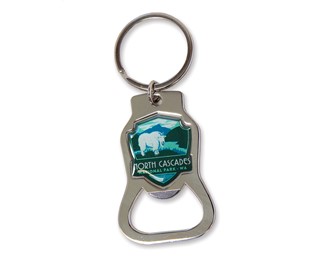 North Cascades NP Emblem Bottle Opener Key Ring | American Made
