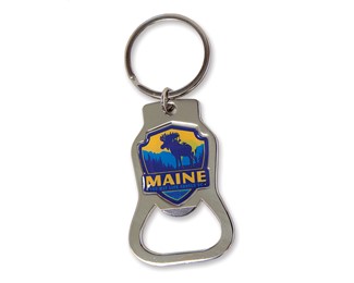 ME Moose Emblem Bottle Opener Key Ring | American Made
