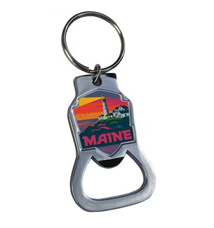 ME Portland Light Emblem Bottle Opener Key Ring | American Made