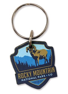 Rocky Mountain Emblem Wooden Key Ring | American Made
