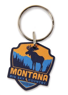 MT Moose Emblem Wooden Key Ring