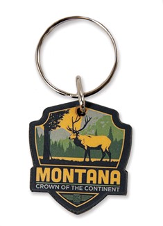 MT Elk Emblem Wooden Key Ring | American Made