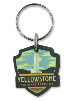 Yellowstone Old Faithful Emblem Wooden Key Ring | American Made