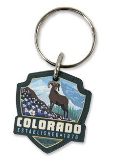 Columbine CO Wooden Key Ring