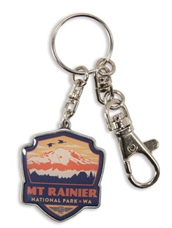Mt Rainier NP Emblem Pewter Key Ring | American Made