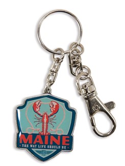 ME Lobster Emblem Pewter Key Ring | American Made