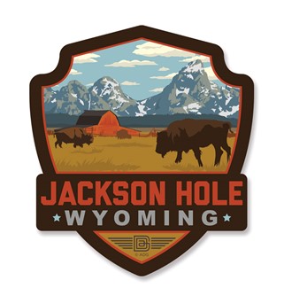 Jackson Hole, WY Emblem Wooden Magnet | American Made