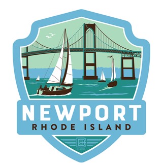 RI Newport Bridge Emblem Wooden Magnet | American Made