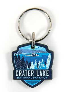 Crater Lake Emblem Wooden Key Ring