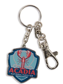 Acadia NP Lobster Emblem Pewter Key Ring | American Made