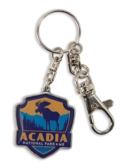 Acadia NP Moose Emblem Pewter Key Ring