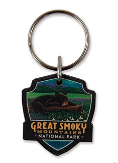 Great Smoky Wildflower Heaven Emblem Wooden Key Ring