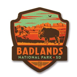 Badlands NP Print Emblem Wood Magnet