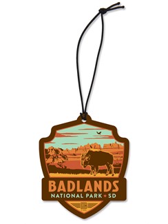 Badlands NP Print Emblem Wood Ornament | American Made
