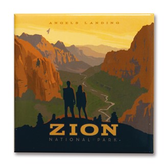 Zion Angels Landing Square Magnet | Metal Magnet