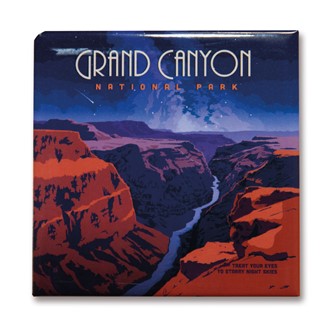 Grand Canyon NP Starry Landscape Square Magnet | Metal Magnet