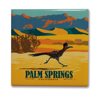 Palm Springs Roadrunner Square Magnet