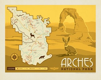 Map of Arches NP 8" x 10" Print