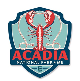 Acadia NP Lobster Emblem Wood Magnet