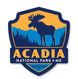 Acadia NP Moose Emblem Wood Magnet