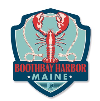 ME Boothbay Harbor Lobster Emblem Wooden Magnet | American Made