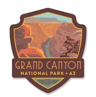 Grand Canyon Riverview Emblem Wooden Magnet