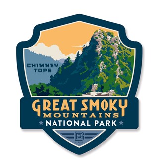 Great Smoky Chimney Tops Emblem Wooden Magnet | American Made