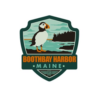 ME Boothbay Harbor Puffin Emblem Sticker | Emblem Sticker