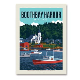 ME Boothbay Harbor Vacationland Vert Sticker | Vertical Sticker