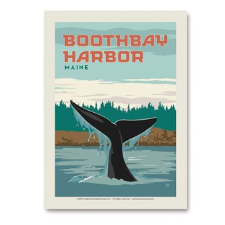ME Boothbay Harbor Whale Tail Vert Sticker | Vertical Sticker