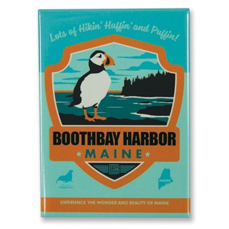 ME Boothbay Harbor Emblem Print Magnet | Metal Magnet