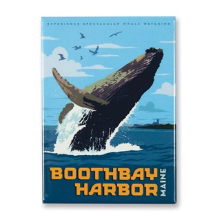ME Boothbay Harbor Whale Breaching Magnet | Made in the USA