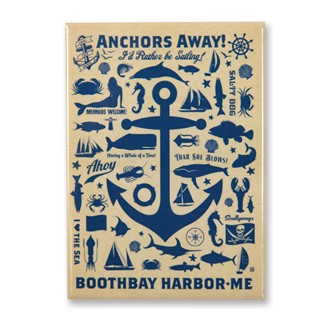 ME Boothbay Harbor Anchor Pattern Print Magnet | American Made Magnet