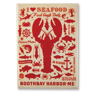 ME Boothbay Harbor Lobster Pattern Print Magnet | American Made Magnet