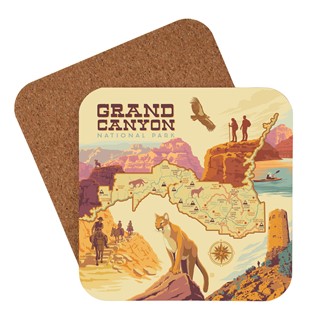 Grand Canyon Illustrated Map Coaster | Made in the USA