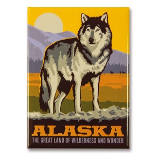 AK Gray Wolf Magnet | Metal Magnet