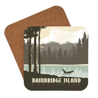WA, Bainbridge Island Outdoors Coaster | American Made Coaster